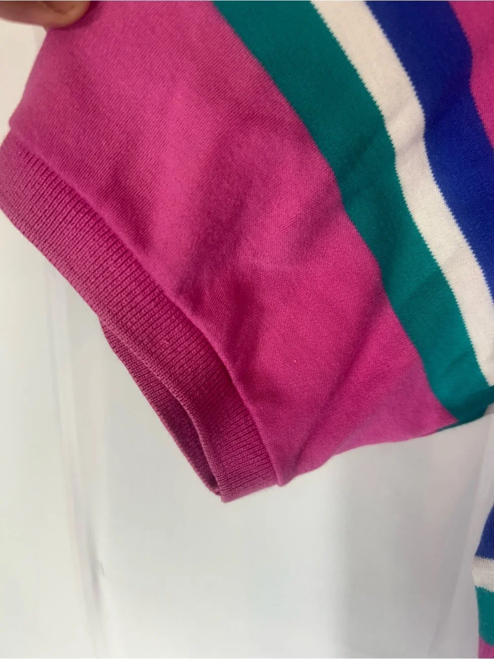 Ralph Lauren Pink Striped Polo with Green and Blue Bands